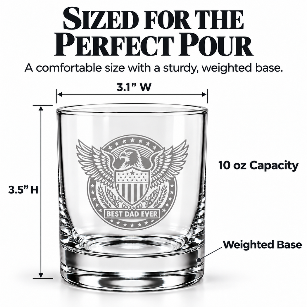 Best Dad Ever Laser Engraved Whiskey Glass (10OZ)
