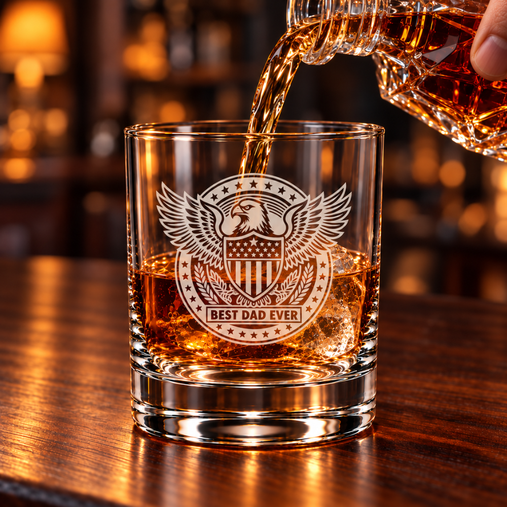 Best Dad Ever Laser Engraved Whiskey Glass (10OZ)