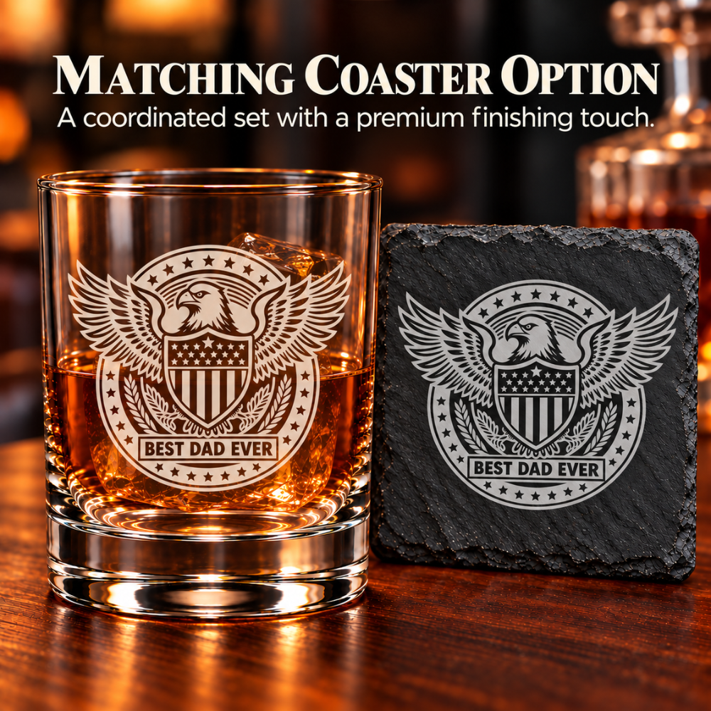 Best Dad Ever Laser Engraved Whiskey Glass (10OZ)