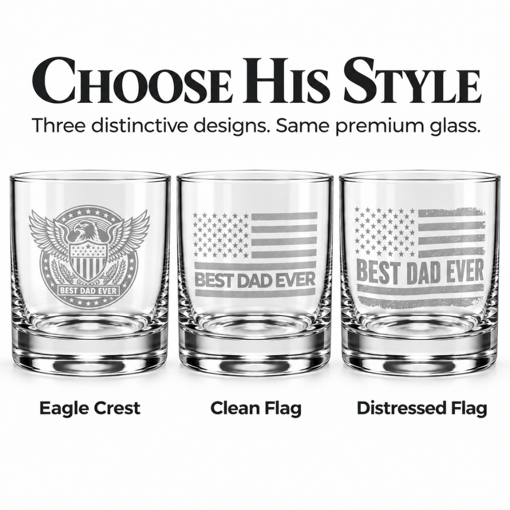 Best Dad Ever Laser Engraved Whiskey Glass (10OZ)