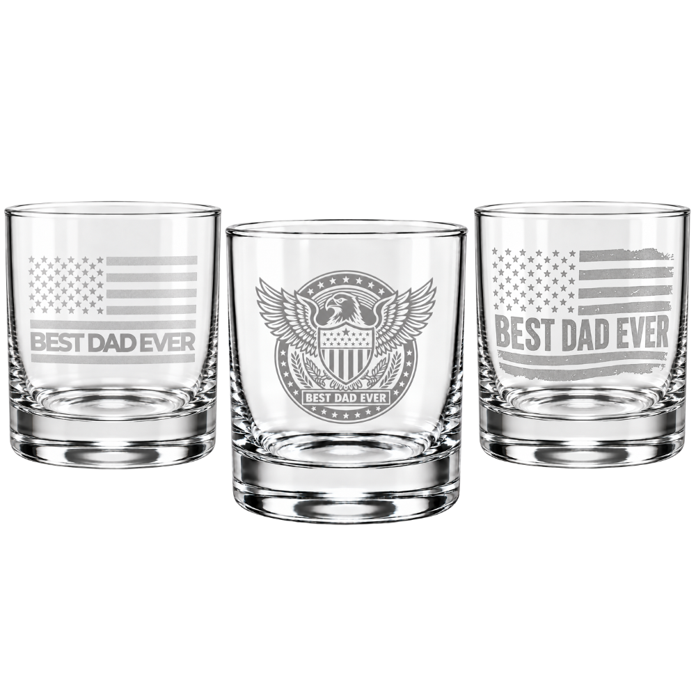 Best Dad Ever Laser Engraved Whiskey Glass (10OZ)