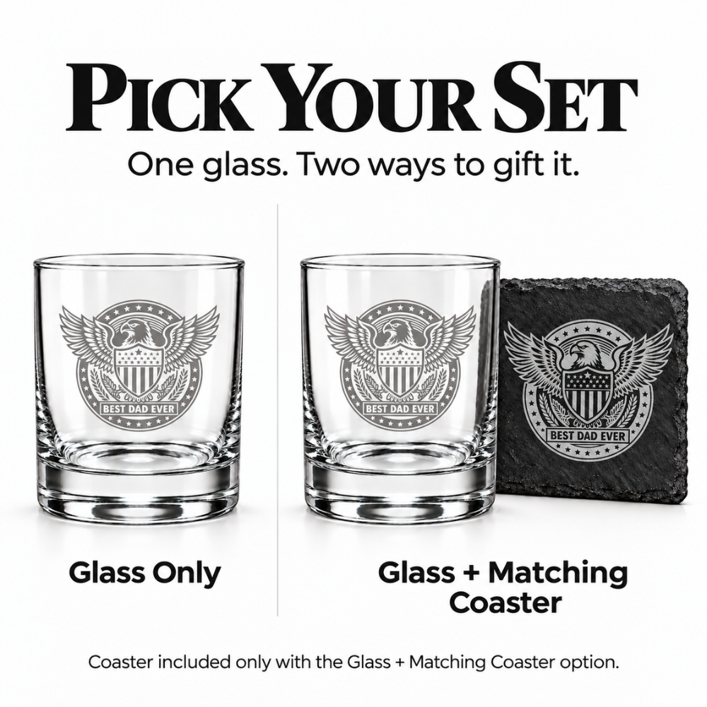 Best Dad Ever Laser Engraved Whiskey Glass (10OZ)