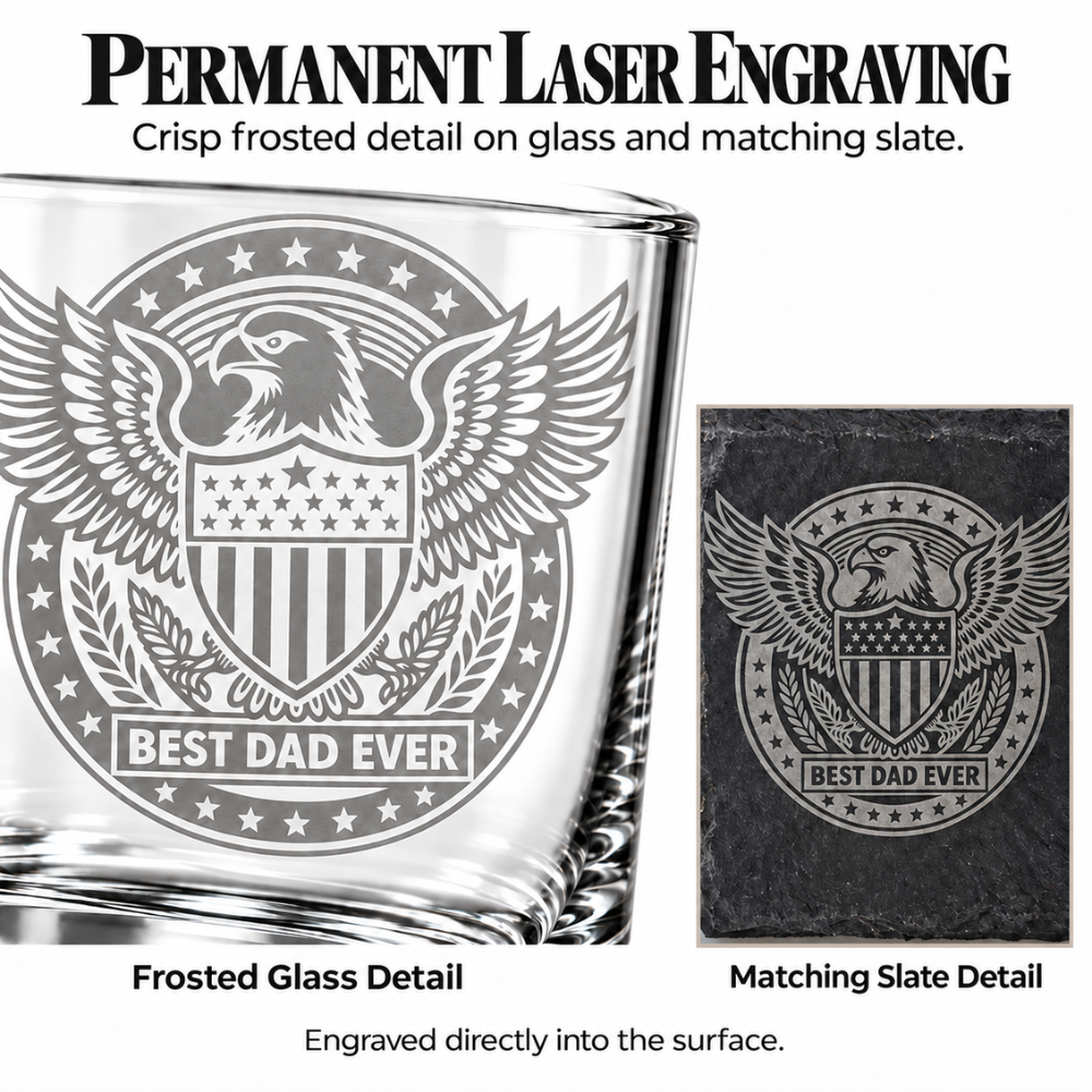 Best Dad Ever Laser Engraved Whiskey Glass (10OZ)