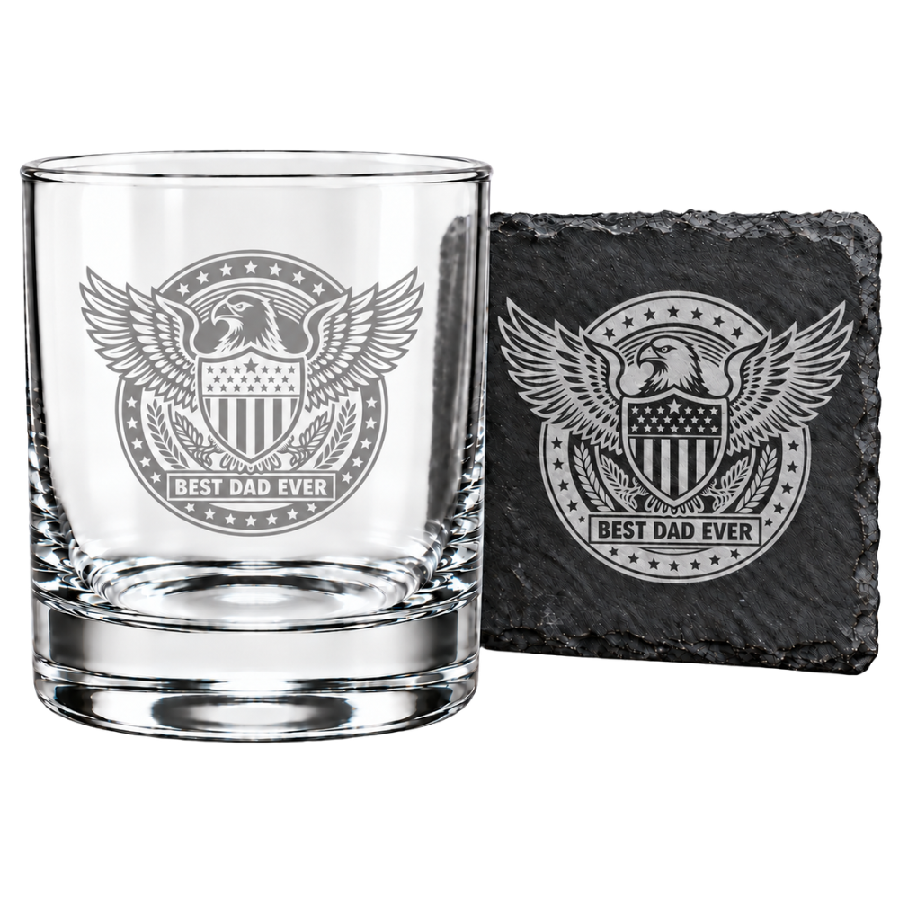 Best Dad Ever Laser Engraved Whiskey Glass (10OZ)