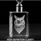 Vibe & Virtue Personalized 3D Crystal Photo Keychain - Custom Laser Engraved Picture Keyring with Multicolor LED Light, K9 Optical Glass Memorial Gift for Pet Lovers, Couples, Family, Premium Gift Box
