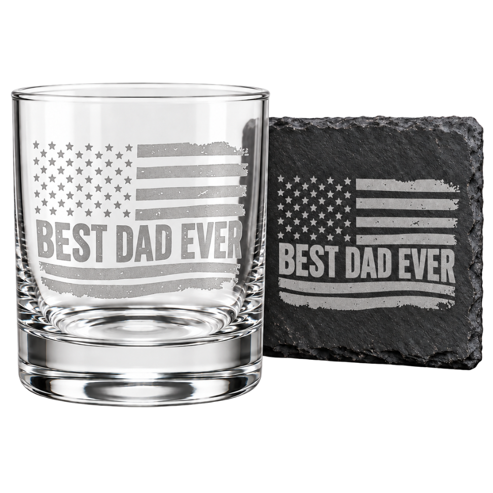 Best Dad Ever Laser Engraved Whiskey Glass (10OZ)