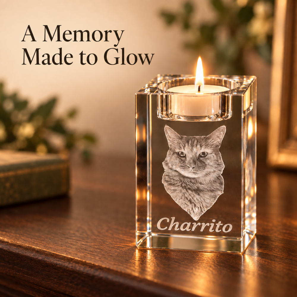 Personalized 3D Photo Crystal Candle Holder Keepsake