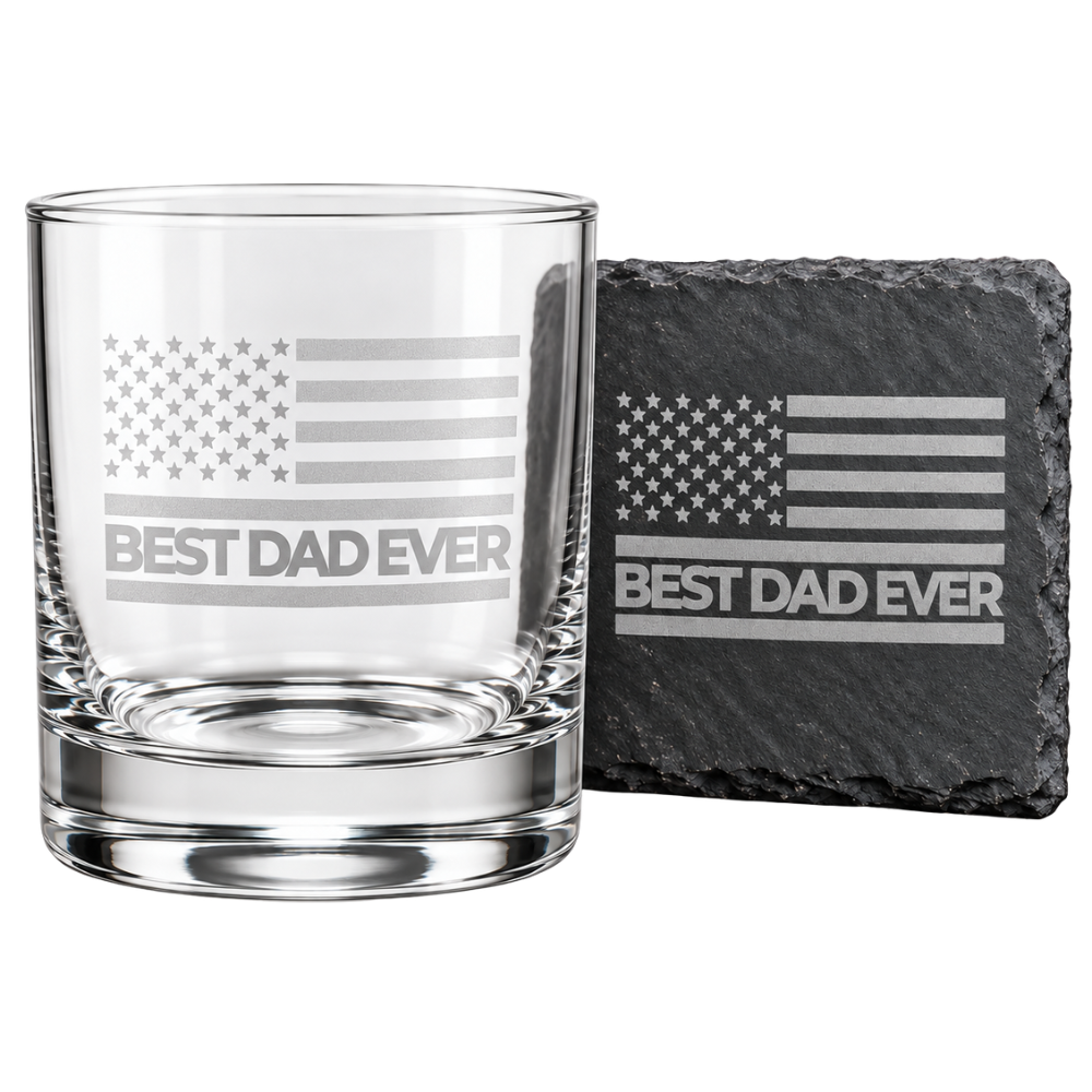Best Dad Ever Laser Engraved Whiskey Glass (10OZ)