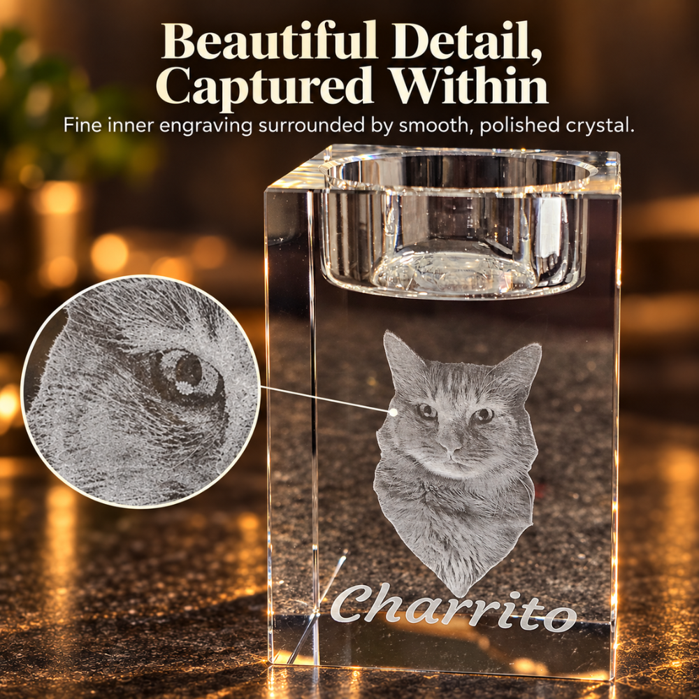 Personalized 3D Photo Crystal Candle Holder Keepsake