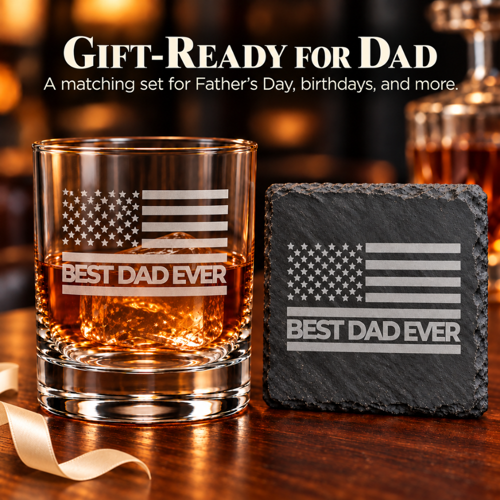 Best Dad Ever Laser Engraved Whiskey Glass (10OZ)
