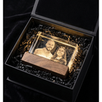 Personalized 3D Crystal Photo with Light Base, Custom Sub-Surface Laser Engraved K9 Crystal Picture Cube, 3.1 x 1.9 In Etched Glass Keepsake Memorial Gift for Couples, Anniversary, Wedding, Birthday