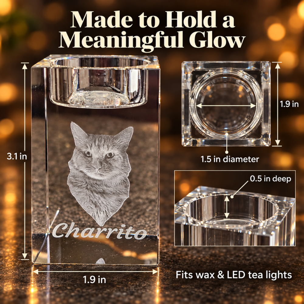 Personalized 3D Photo Crystal Candle Holder Keepsake