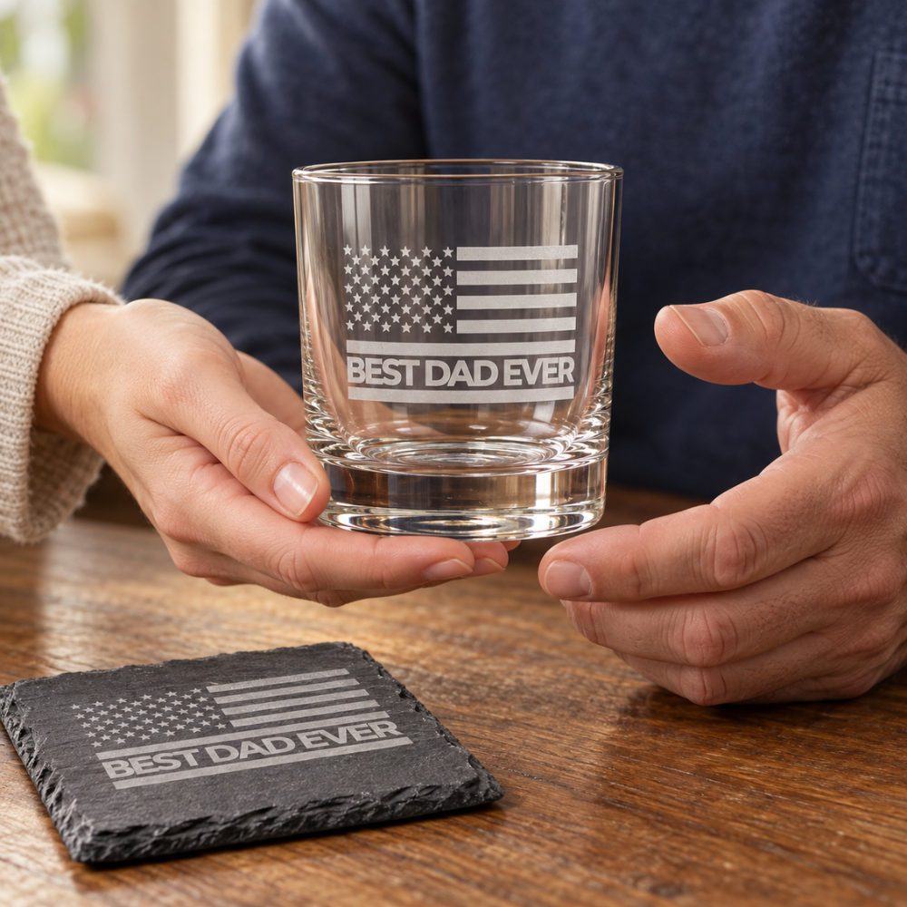 Best Dad Ever Laser Engraved Whiskey Glass (10OZ)