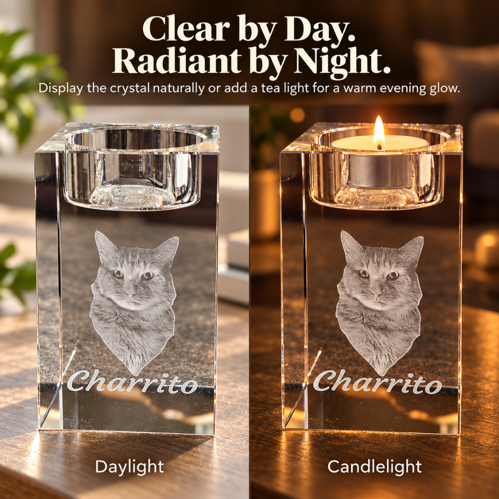 Personalized 3D Photo Crystal Candle Holder Keepsake