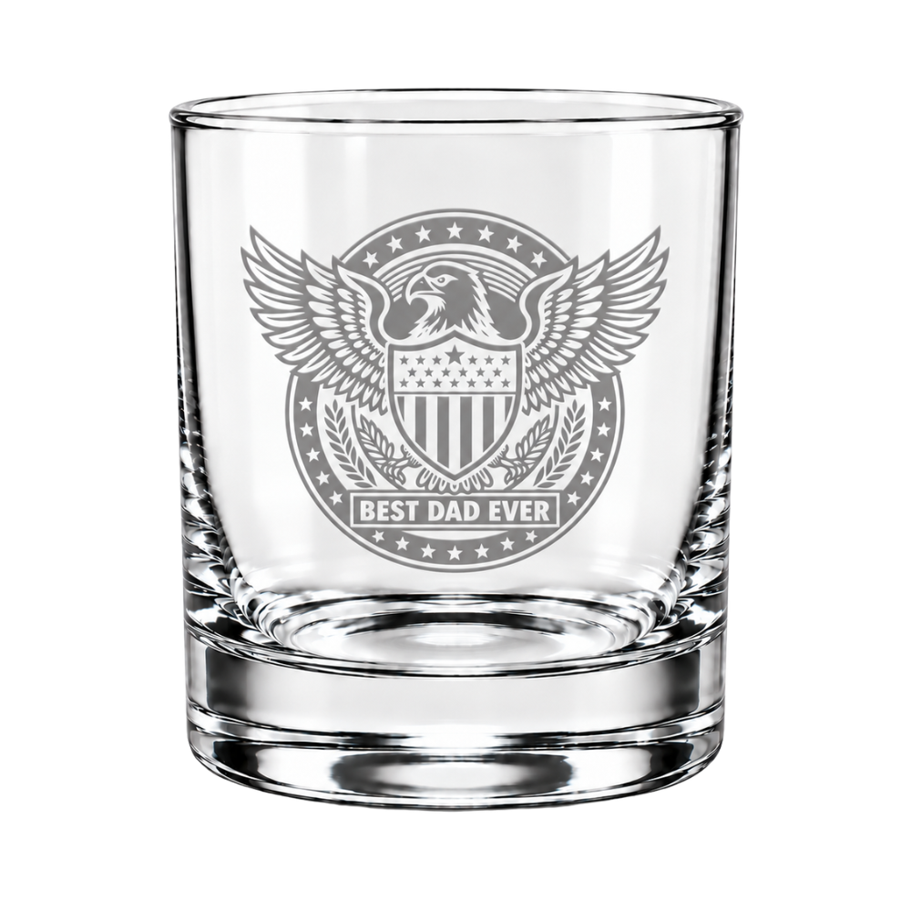 Best Dad Ever Laser Engraved Whiskey Glass (10OZ)