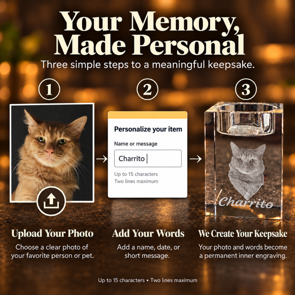 Personalized 3D Photo Crystal Candle Holder Keepsake