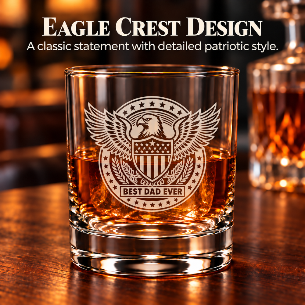 Best Dad Ever Laser Engraved Whiskey Glass (10OZ)