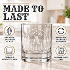 V&V Personalized Mountain Whiskey Glass 10 oz - Custom Monogram Bourbon Tumbler