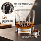V&V Personalized Mountain Whiskey Glass 10 oz - Custom Monogram Bourbon Tumbler