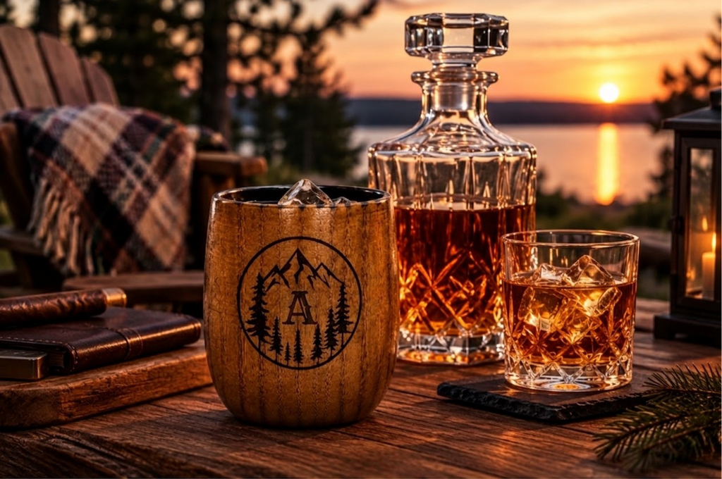 Personalized Charred Wood Bourbon Cup 10 oz - Custom Laser Engraved Wooden Whiskey Glass Tumbler - Unique Gifts for Bourbon Drinkers, Men, Retirement, Birthday, Anniversary, Father’s Day