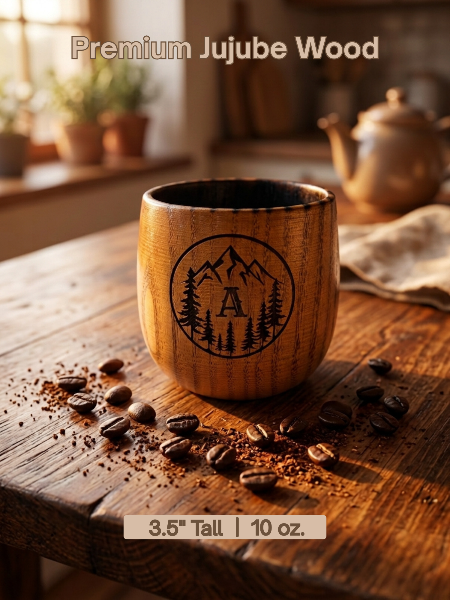 Personalized Charred Wood Bourbon Cup 10 oz - Custom Laser Engraved Wooden Whiskey Glass Tumbler - Unique Gifts for Bourbon Drinkers, Men, Retirement, Birthday, Anniversary, Father’s Day