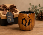Personalized Charred Wood Bourbon Cup 10 oz - Custom Laser Engraved Wooden Whiskey Glass Tumbler - Unique Gifts for Bourbon Drinkers, Men, Retirement, Birthday, Anniversary, Father’s Day