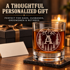 V&V Personalized Mountain Whiskey Glass 10 oz - Custom Monogram Bourbon Tumbler