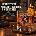 V&V Personalized Mountain Whiskey Glass 10 oz - Custom Monogram Bourbon Tumbler