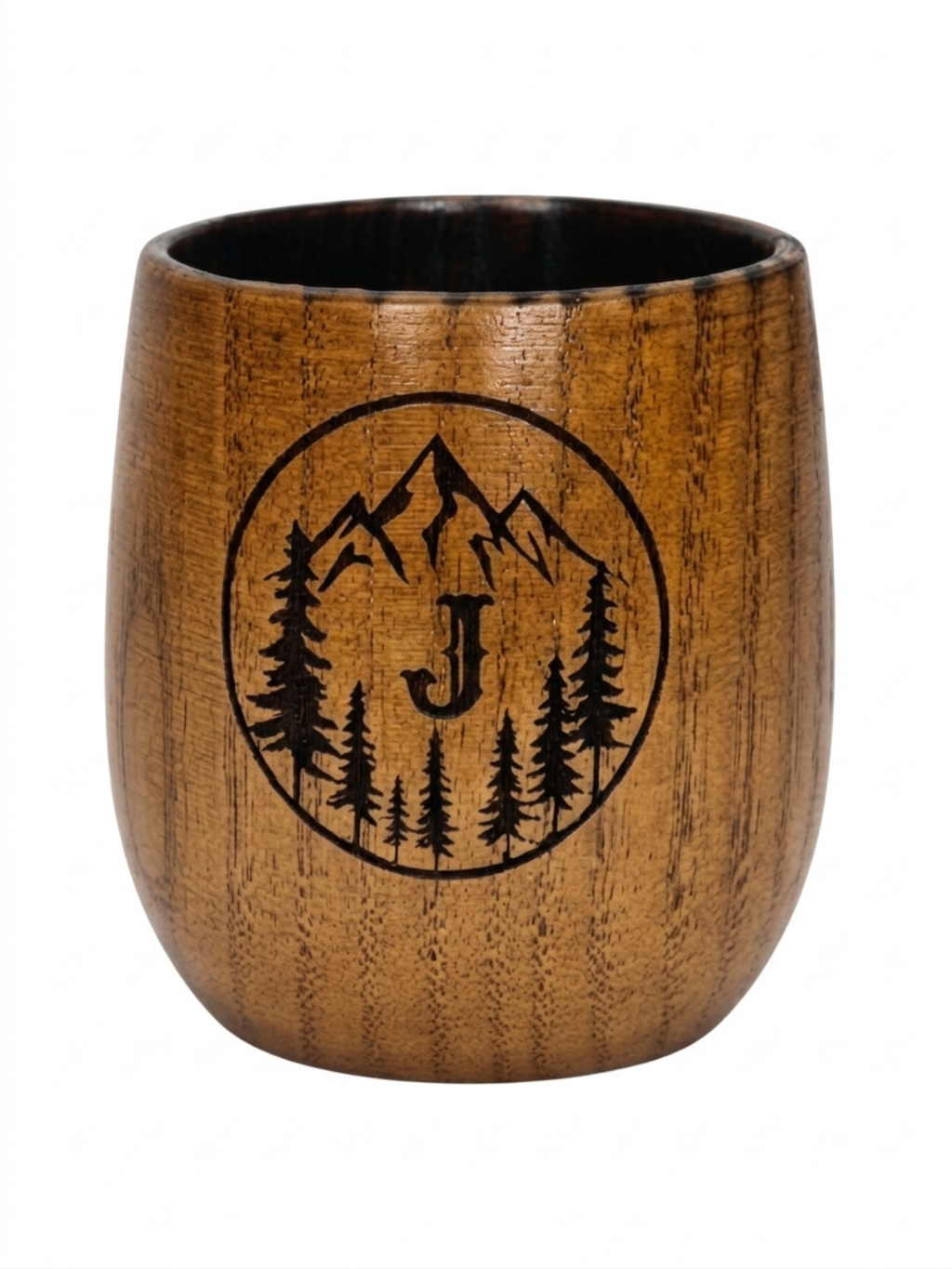 Personalized Charred Wood Bourbon Cup 10 oz - Custom Laser Engraved Wooden Whiskey Glass Tumbler - Unique Gifts for Bourbon Drinkers, Men, Retirement, Birthday, Anniversary, Father’s Day