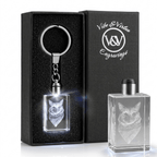 Vibe & Virtue Personalized 3D Crystal Photo Keychain - Custom Laser Engraved Picture Keyring with Multicolor LED Light, K9 Optical Glass Memorial Gift for Pet Lovers, Couples, Family, Premium Gift Box
